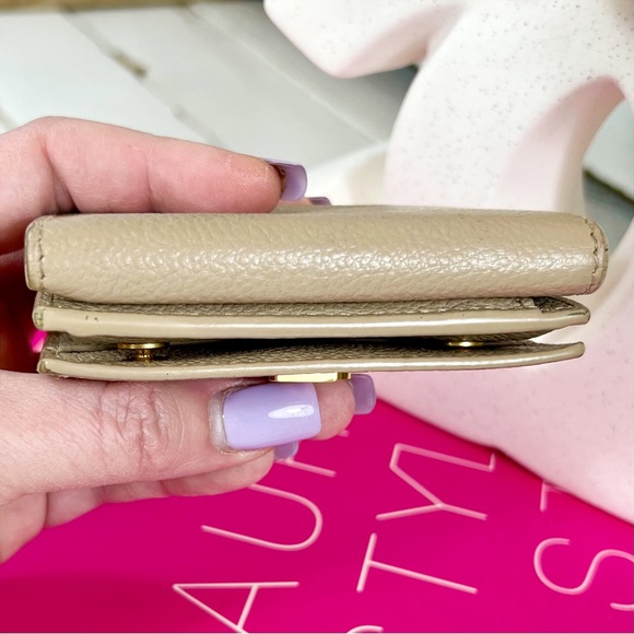 Saint Laurent Taupe Calfskin Line Flap Compact Wallet - Picture 5 of 11